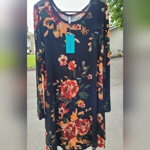 Popyoung XL new black floral dress